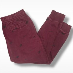 Nike ✔️ Jordan Older Kids/Junions Burgundy Joggers with Black Nike Logo All Over